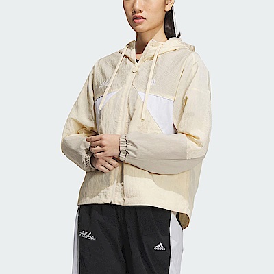 Adidas RCO WV JKT2 [IP0752] 女 連帽 外套 風衣 亞洲版 運動 訓練 寬鬆 輕便 米黃