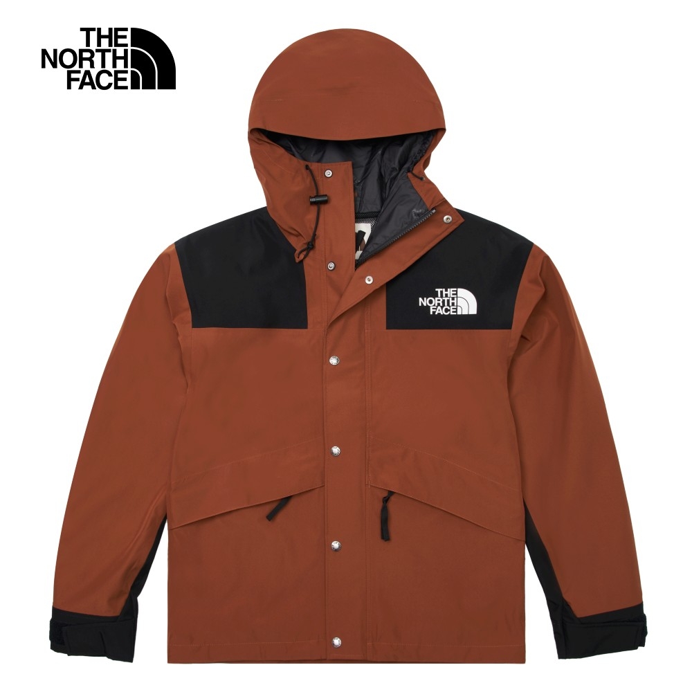 【The North Face 官方旗艦】【經典ICON】北面男款紅棕色防水透氣防潑水舒適可調節連帽衝鋒衣｜5J5NQHO