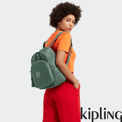 Kipling 薄霧橄欖綠上方拉鍊後背包-DELIA