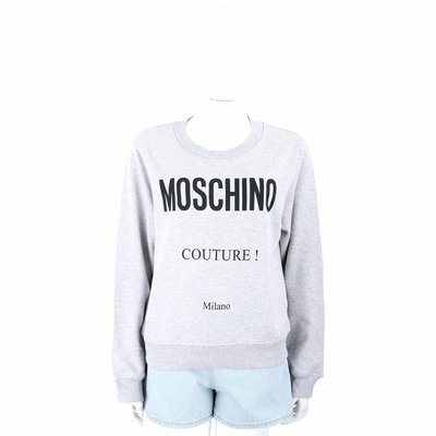 MOSCHINO COUTURE 字母印花灰色純棉運動衫 大學T(女款)