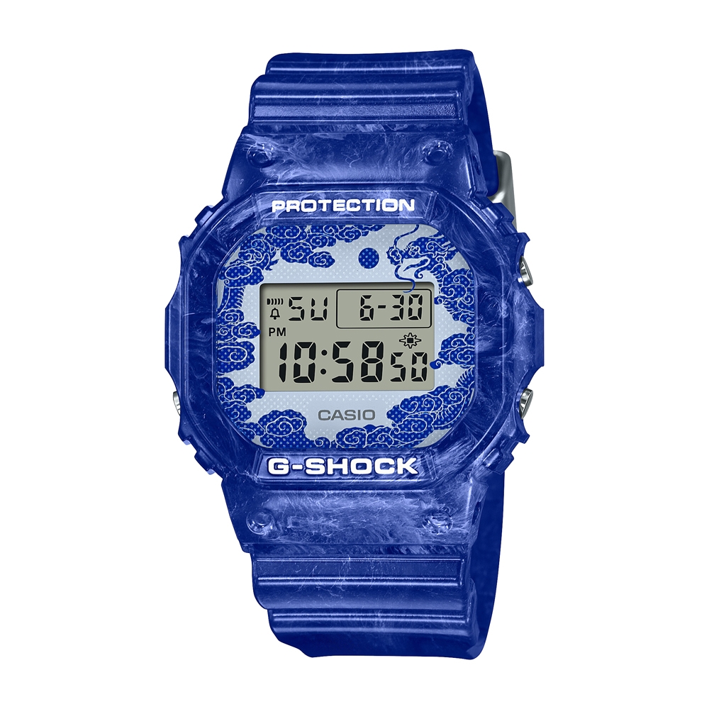 CASIO卡西歐 G-SHOCK 精緻獨特 青花瓷 經典系列 DW-5600BWP-2_42.8mm