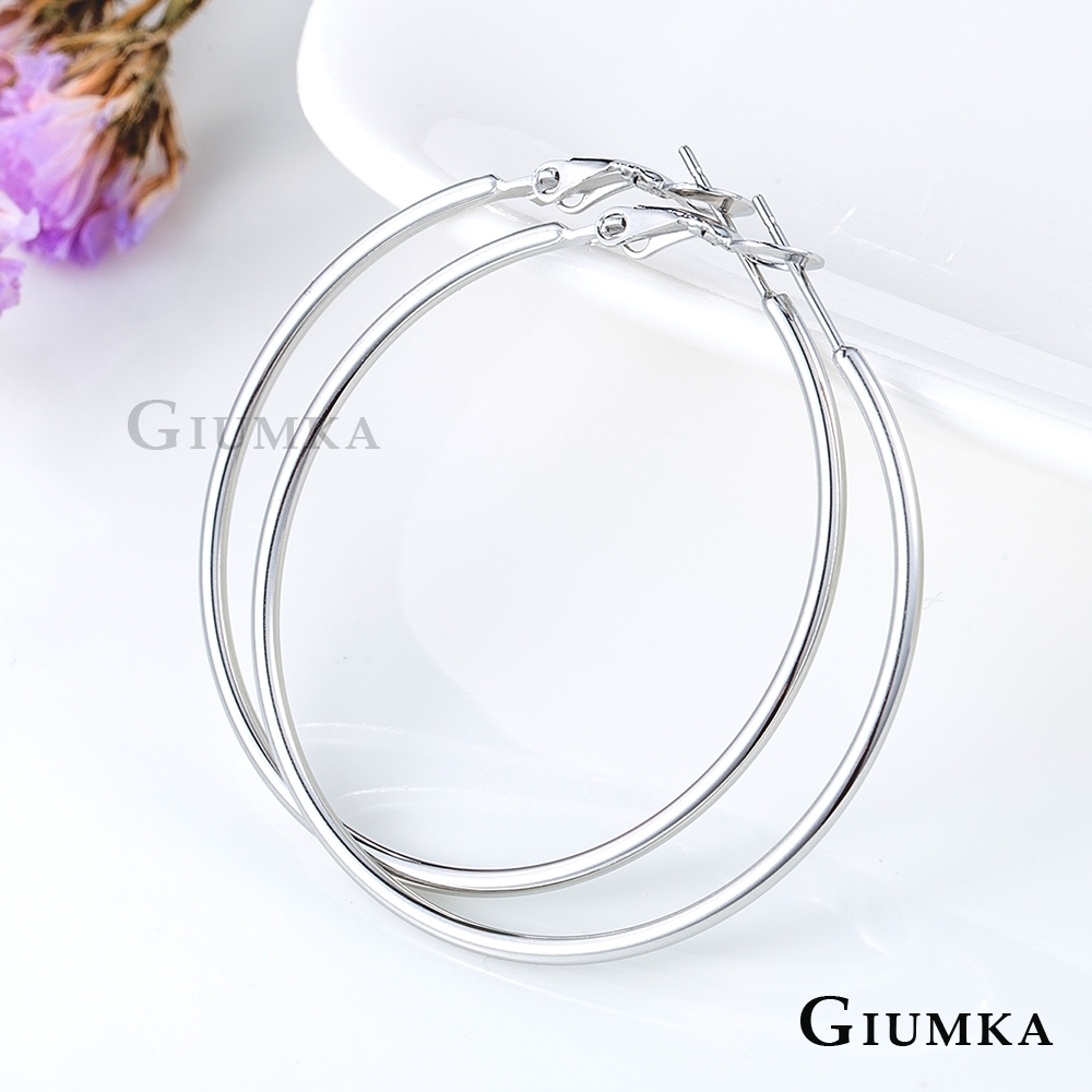 GIUMKA白鋼耳環女款 圓圈式寬約1.6MM 銀色直徑3MM款