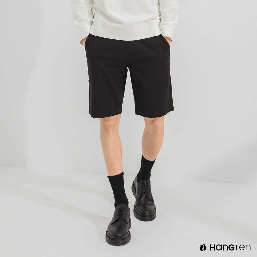 Hang Ten-男裝-REGULAR FIT經典彈性短褲-黑色