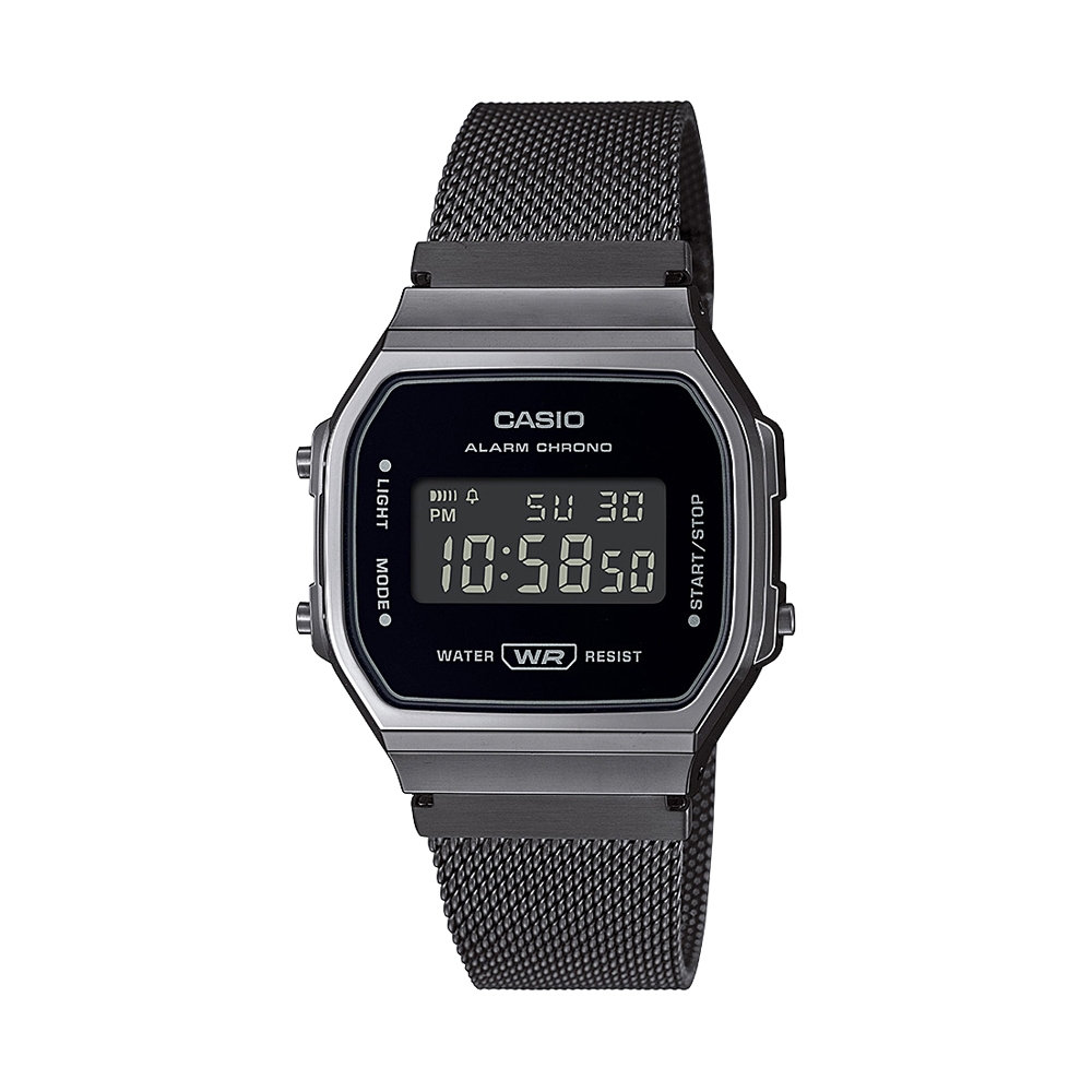 CASIO卡西歐 VINTAGE 全黑復古 經典 米蘭錶帶 A168WEMB-1B_36.3mm product image 1