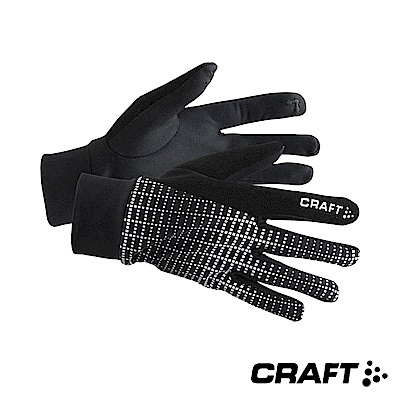 CRAFT 反光保暖跑步手套 經典黑