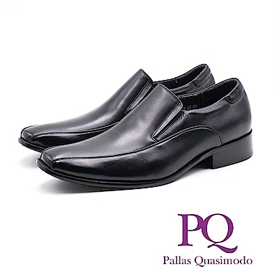PQ 極簡雙線寬楦直套式男皮鞋-黑