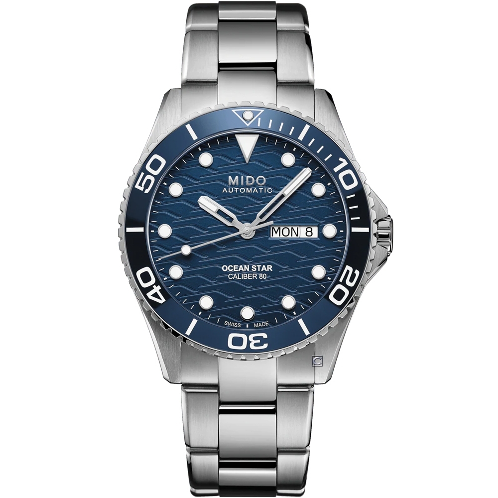 (送錶帶)【MIDO 美度】官方授權 Ocean Star 200C海洋之星 廣告款陶瓷潛水錶(M0424301104100)-42.5mm