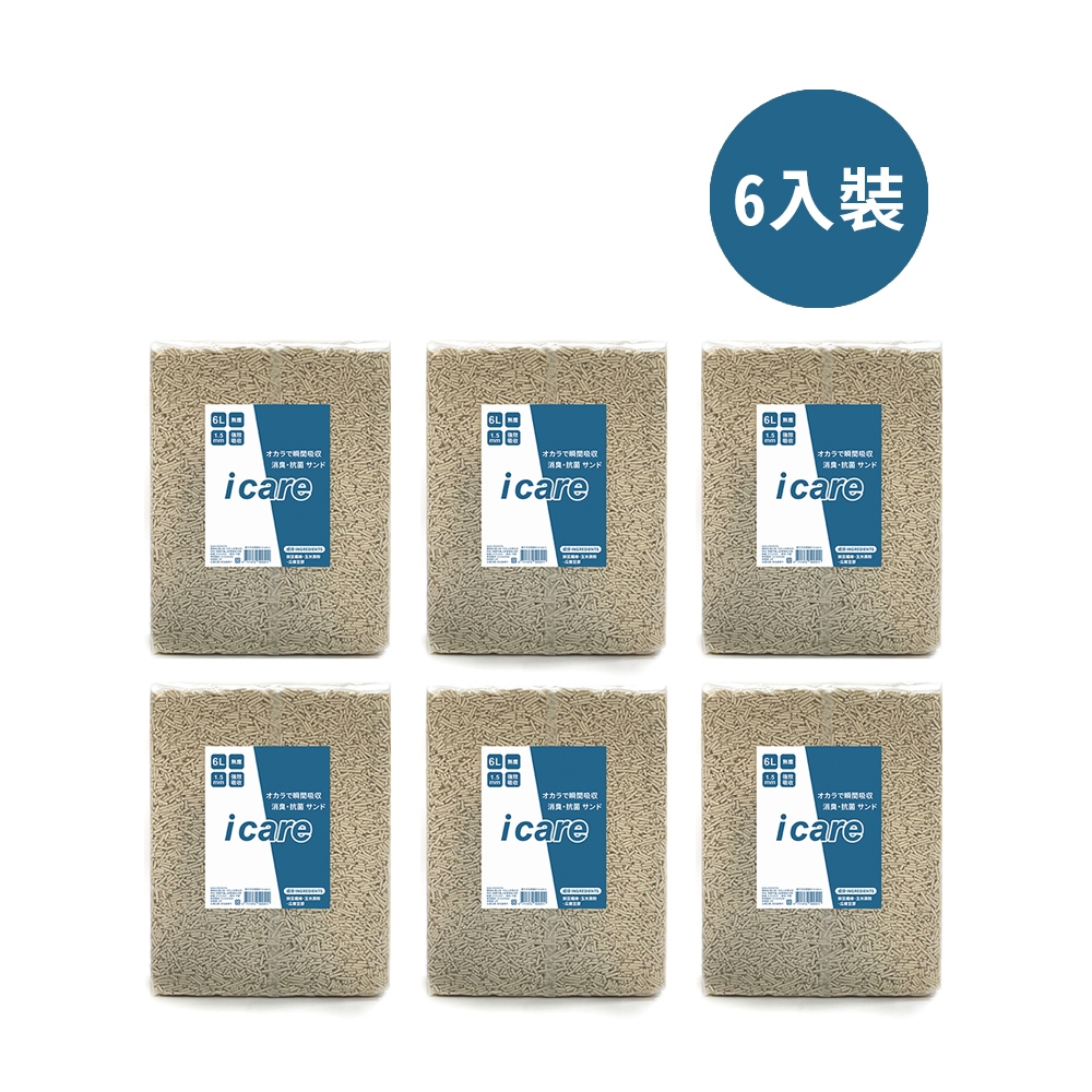 【愛可兒 i care】瞬凝可分解豆腐貓砂6L (特優A級) 六入組