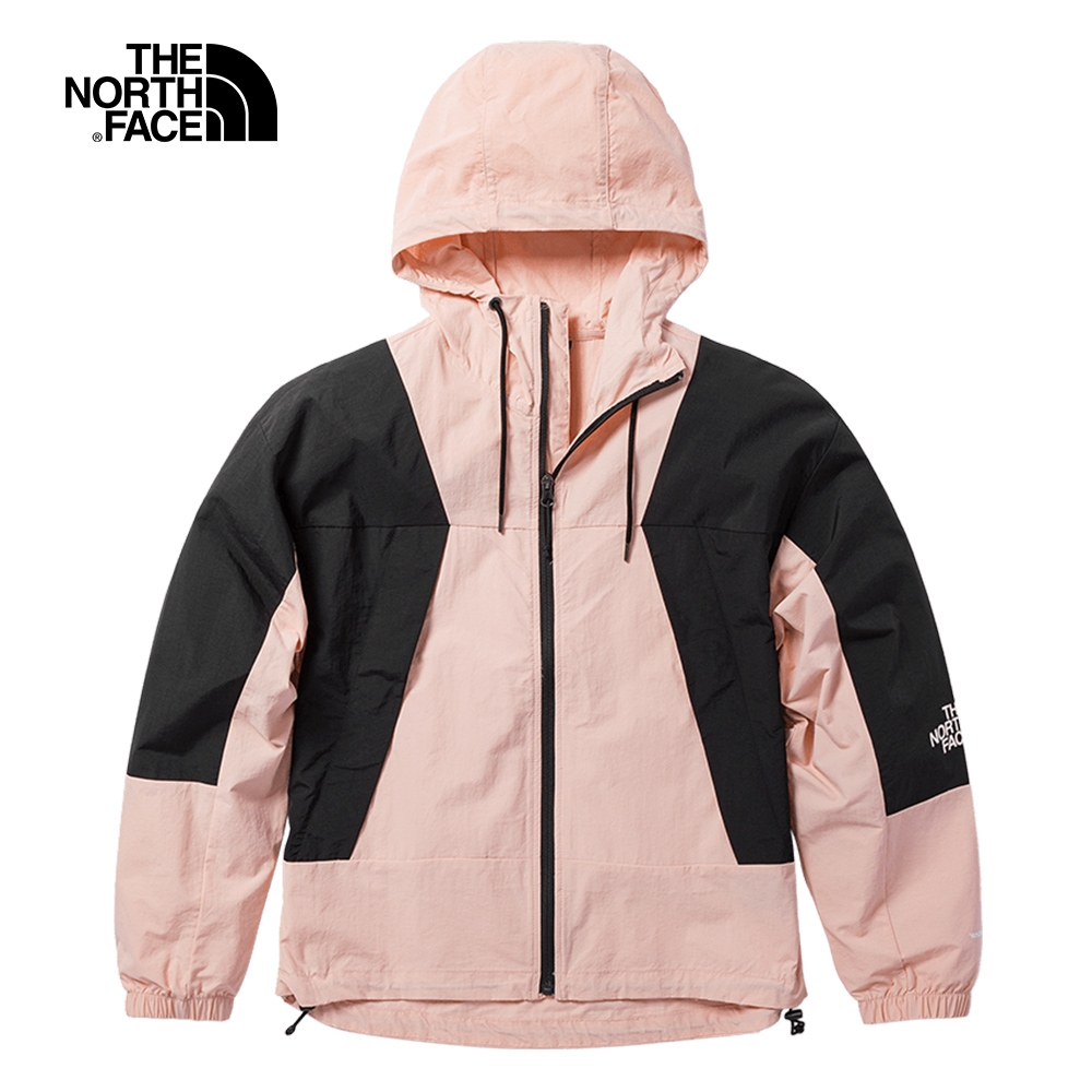 【The North Face 官方旗艦】北面女款粉黑撞色防潑水防風外套｜5K16UBF