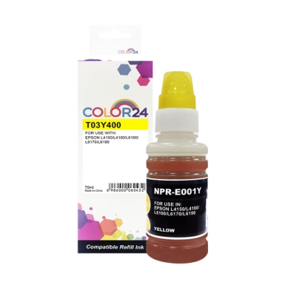 Color24 for Epson T03Y400/70ml 黃色防水相容連供墨水