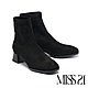 短靴 MISS 21 簡約風格彈力純色方頭高跟短靴－黑 product thumbnail 1