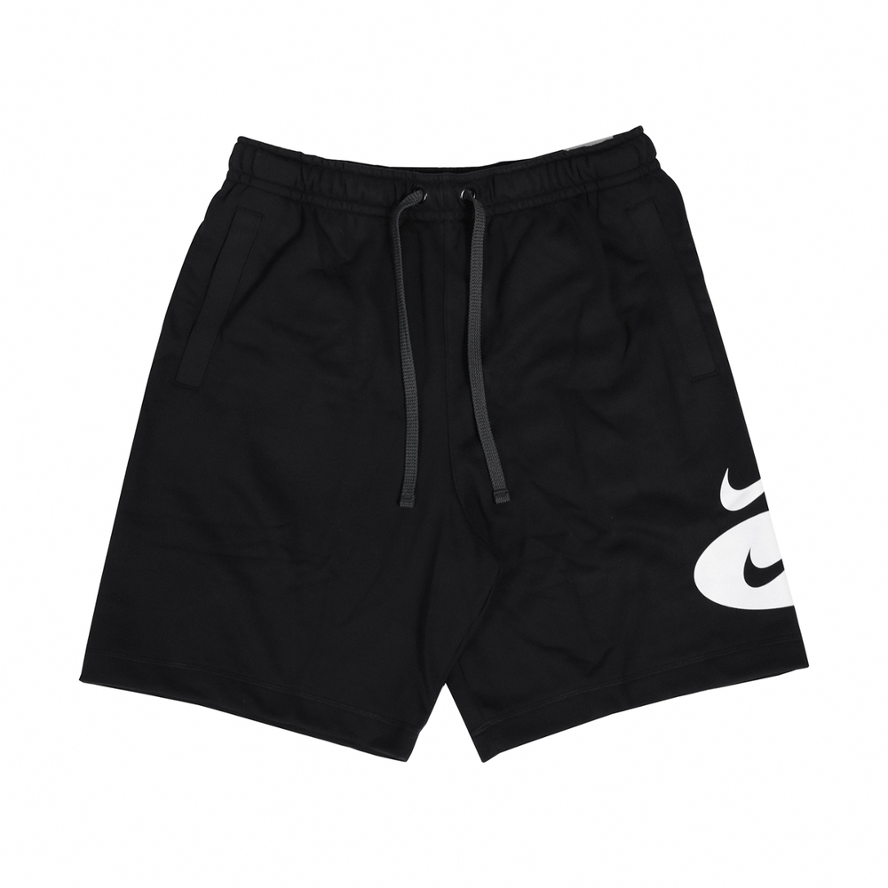 Nike 運動短褲 NSW Swoosh League 男款 黑 雙勾 棉質 抽繩 鬆緊 DM5488-010