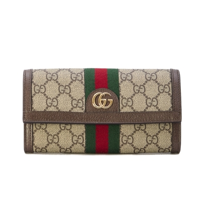 GUCCI 古馳 Ophidia 金屬Logo 扣式 皮夾 長夾 523153