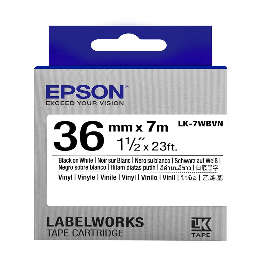 EPSON C53S657410 LK-7WBVN產業標籤帶耐久型(寬度36mm)白底黑字