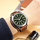 FOSSIL  / Defender 太陽能 復古風格 日期 防水 真皮手錶-墨綠x銀框x咖啡/40mm product thumbnail 1