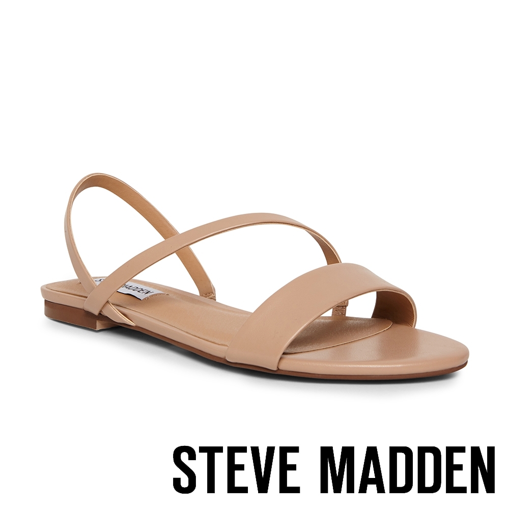 STEVE MADDEN-NELLIE 素面交叉帶一字平底涼鞋-卡其色