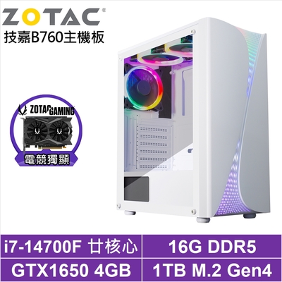 技嘉B760平台[雷電鬥士]i7-14700F/GTX 1650/16G/1TB_SSD