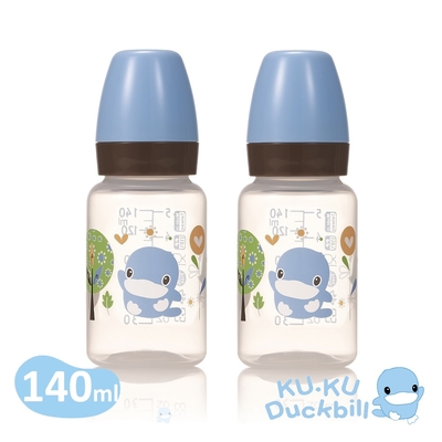 KUKU酷咕鴨 歐風經典PP標準奶瓶140ml二入組(藍/粉)