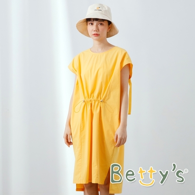 betty’s貝蒂思 純色抽繩設計款洋裝(粉黃)
