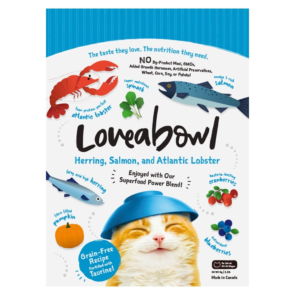 Loveabowl囍碗｜無穀天然糧-全齡貓-鯡魚&鮭魚&大西洋龍蝦配方 1kg