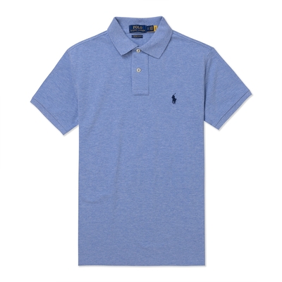 Polo Ralph Lauren RL 熱銷刺繡小馬短袖POLO衫(CUSTOM SLIM FIT)-麻花藍色