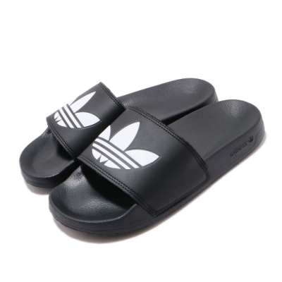 adidas 涼拖鞋 Adilette Lite 休閒 男女鞋 愛迪達 三葉草 軟底 舒適 夏日 情侶款 黑 白 FU8298