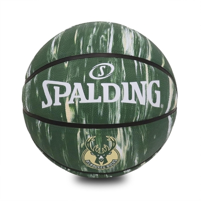 SPALDING 籃球 NBA Miwaukee Bucks Rubber 斯伯丁 7號球 室外 大理石印花 綠 白 SPA84148