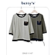 betty’s貝蒂思　素面口袋條紋抽繩七分袖T-shirt(共二色) product thumbnail 5