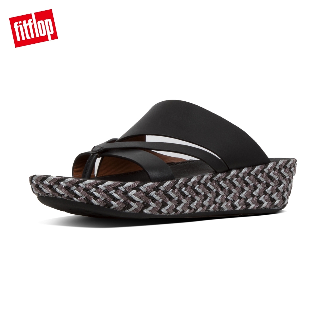 FitFlop ASYA TOE-THONGS 異材質造型夾腳涼鞋-女(黑色)