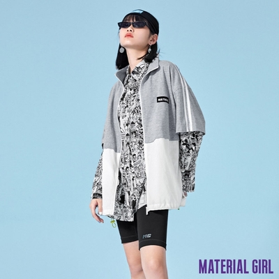 MATERIAL GIRL 灰白拼接條紋運動外套-B22158