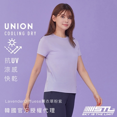 STL yoga 韓國瑜伽 女 運動機能 短袖 上衣 T恤／抗UV 防曬 涼感／Union Cooling Dry／LavenderDiffuese薰衣草粉紫