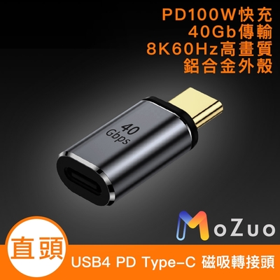 【魔宙】USB4 PD100W 40Gb Type-C 8K 60Hz 磁吸轉接頭-直頭