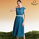 OUWEY歐薇 女神壓摺造型鬆緊無袖雪紡洋裝(藍色；S-L)3232067006 product thumbnail 1