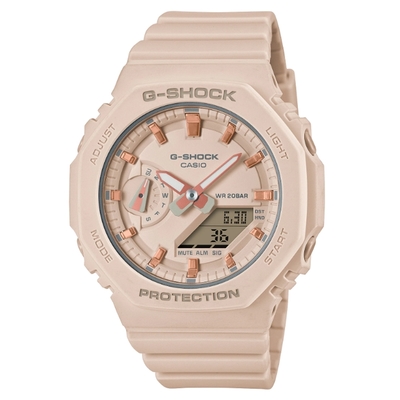 CASIO 卡西歐 G-SHOCK 簡約輕薄 櫻花粉 八角形錶殼 GMA-S2100-4A_42.9mm