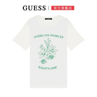 【GUESS】清新花朵LOGO短T-兩色可選