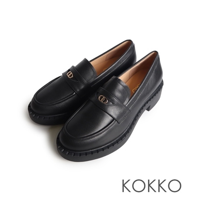 KOKKO簡約英倫學院風厚底樂福鞋黑色