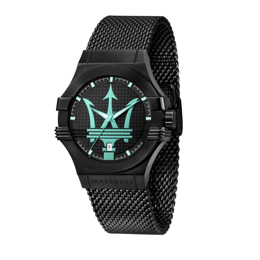 MASERATI 瑪莎拉蒂 AQUA SFIDA 海洋水色黑鋼質感腕錶44mm(R8853144002)