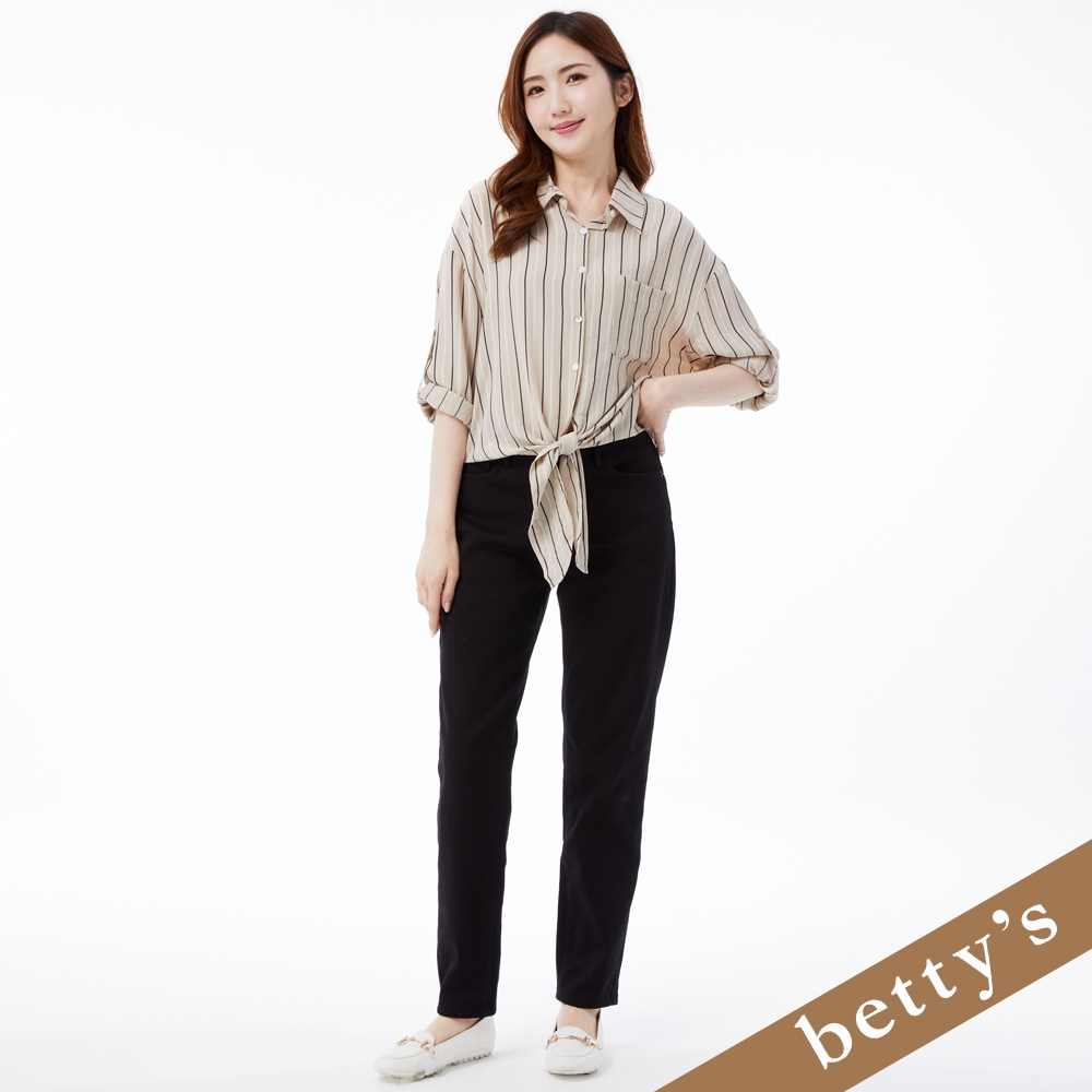 betty’s貝蒂思　內刷毛顯瘦直筒長褲(黑色)