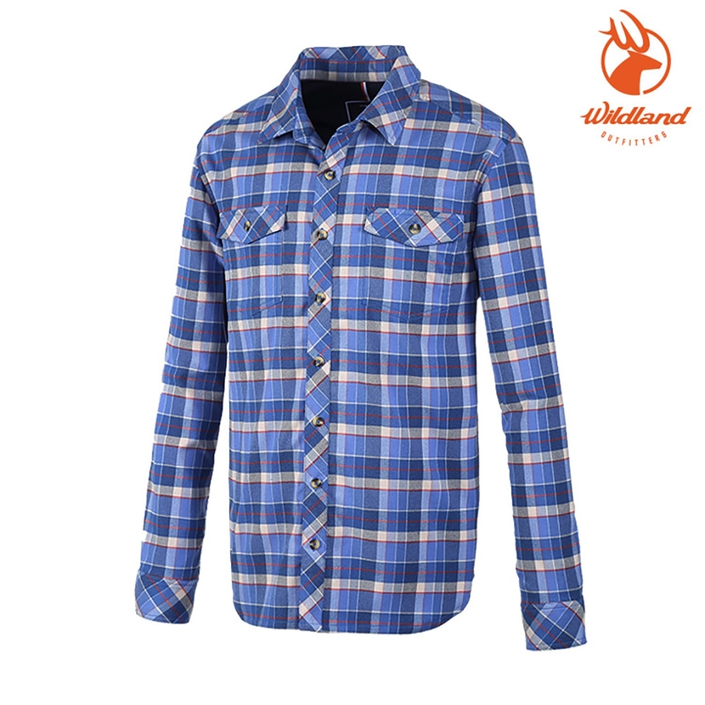 WildLand 男彈性T400格紋保暖襯衫0A82202 丁寧藍