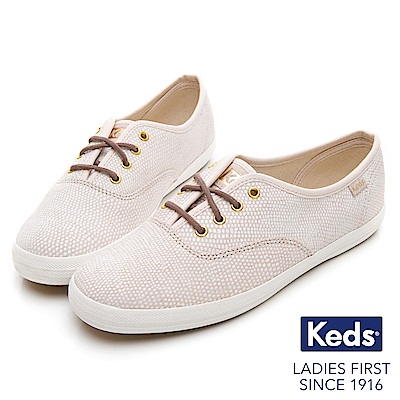 Keds CHAMPION 普普圓點經典綁帶休閒鞋-淺粉紅