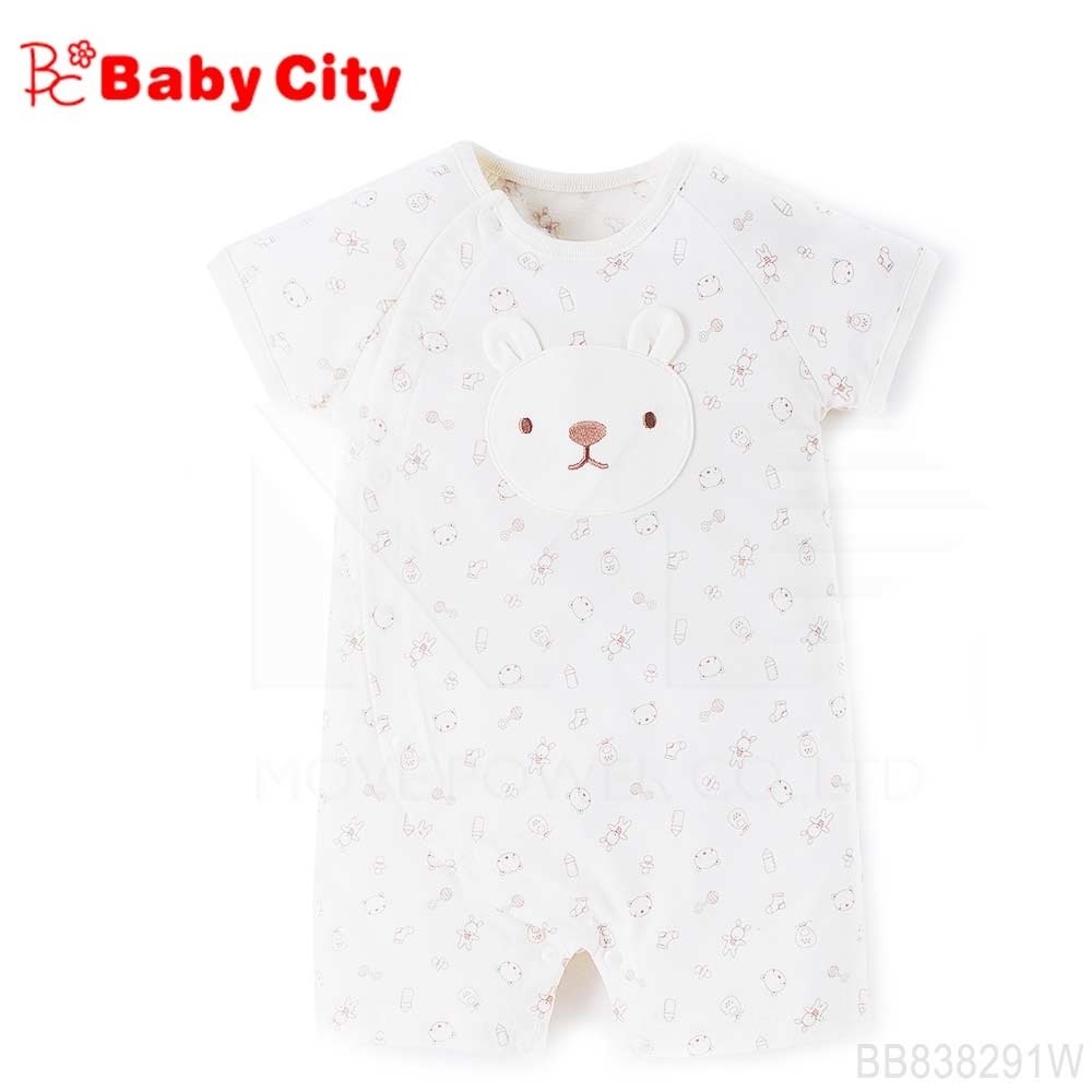 娃娃城BabyCity-有機棉短袖兔裝(米白)
