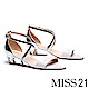 涼鞋 MISS 21 簡約異材質潮感交叉繫帶漆皮透明楔型涼鞋－白 product thumbnail 1