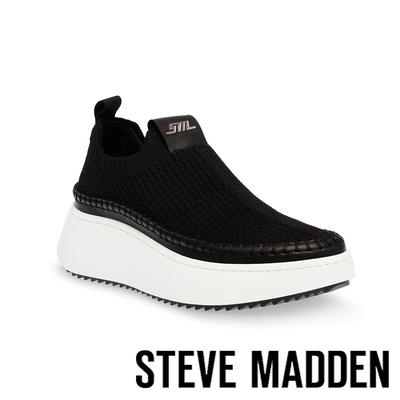 STEVE MADDEN-DOUBLESHOT 編織布厚底襪套休閒鞋-黑色