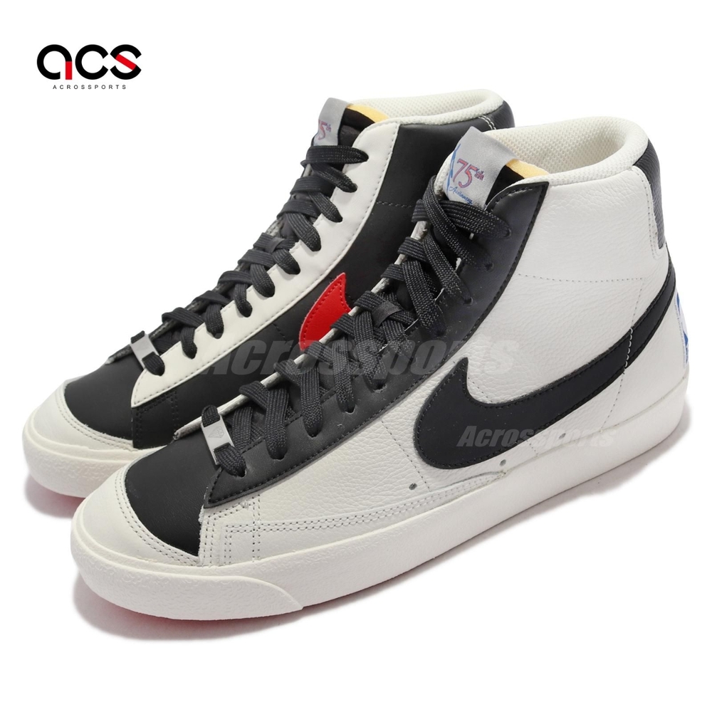 Nike 休閒鞋 Blazer Mid 77 EMB 男鞋 NBA 75th 高筒 球鞋 荔枝皮 白 黑 DD8025101