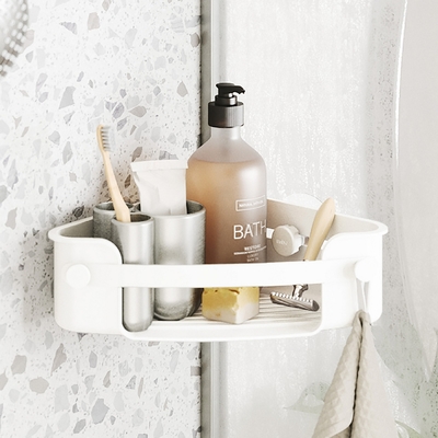 《Umbra》Flex壁掛式浴室三角瀝水置物架(雲朵白) | 浴室收納架 瓶罐置物架