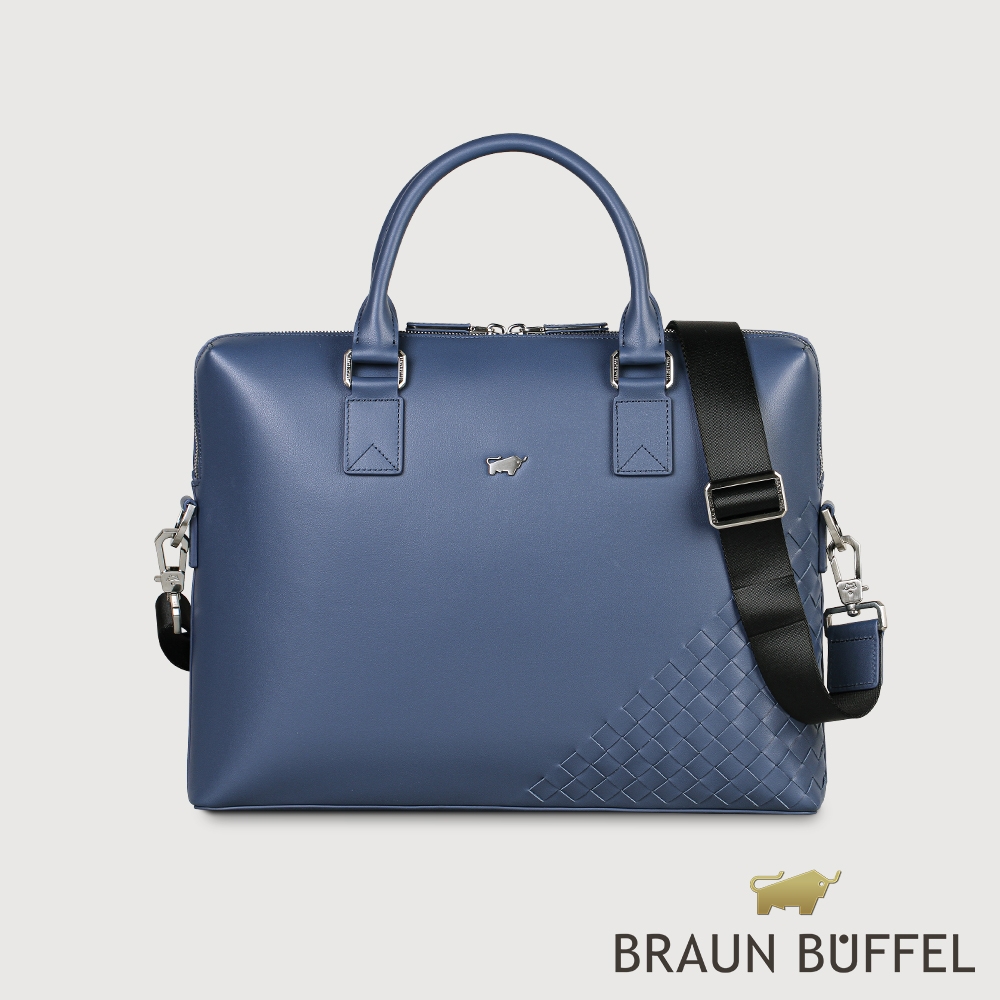 【BRAUN BUFFEL 德國小金牛】台灣總代理 墨菲斯 公事包-復古藍/BF524-65-VBL