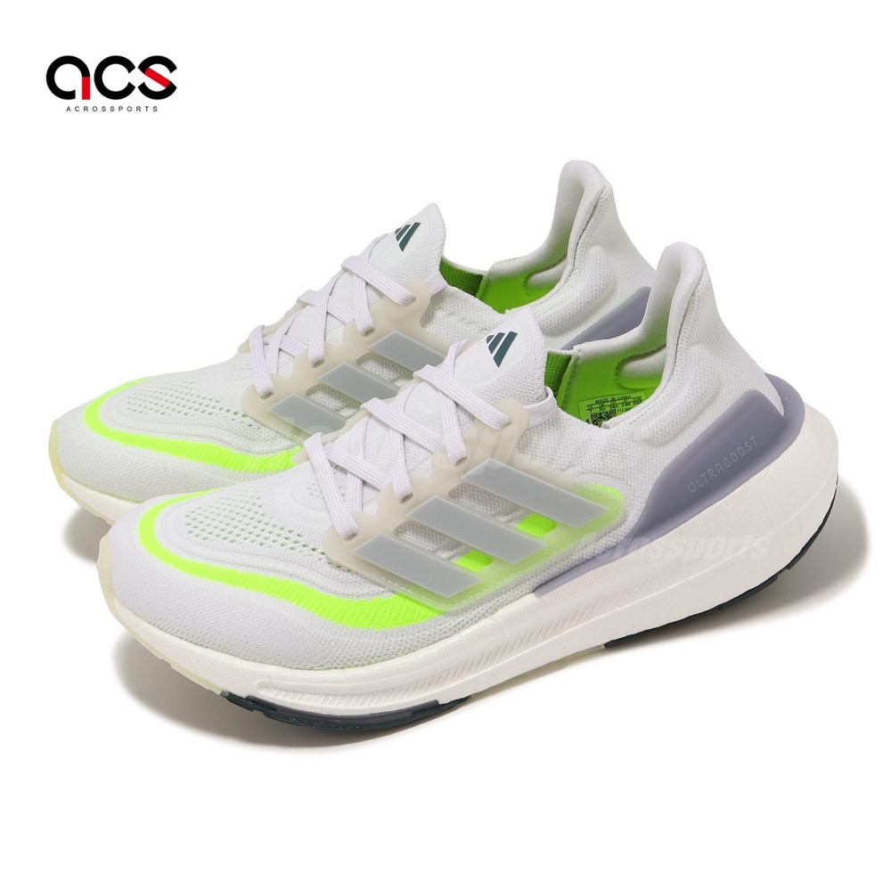 adidas 慢跑鞋 Ultraboost Light W 女鞋 白 螢光黃 襪套 馬牌輪胎大底 運動鞋 愛迪達 IE1775