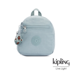 Kipling 歡樂繽紛藍簡約時尚拉鍊後背包-WINNIFRED