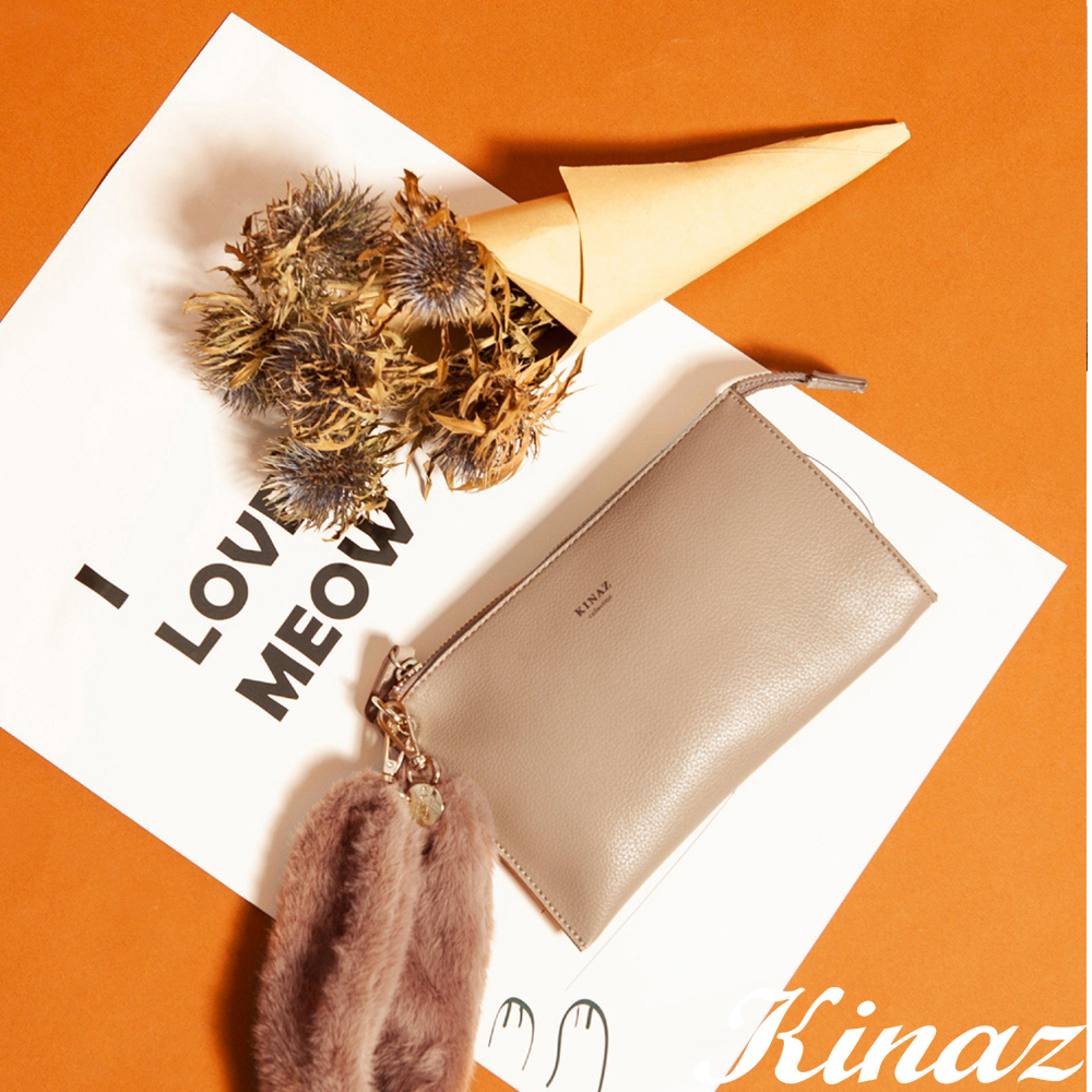 KINAZ 手腕毛毛手拿包-甜漾奶茶-小圓姐姐系列