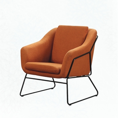 文創集 杜利絲橘色亞麻布造型沙發椅/休閒椅-60x80x77cm免組